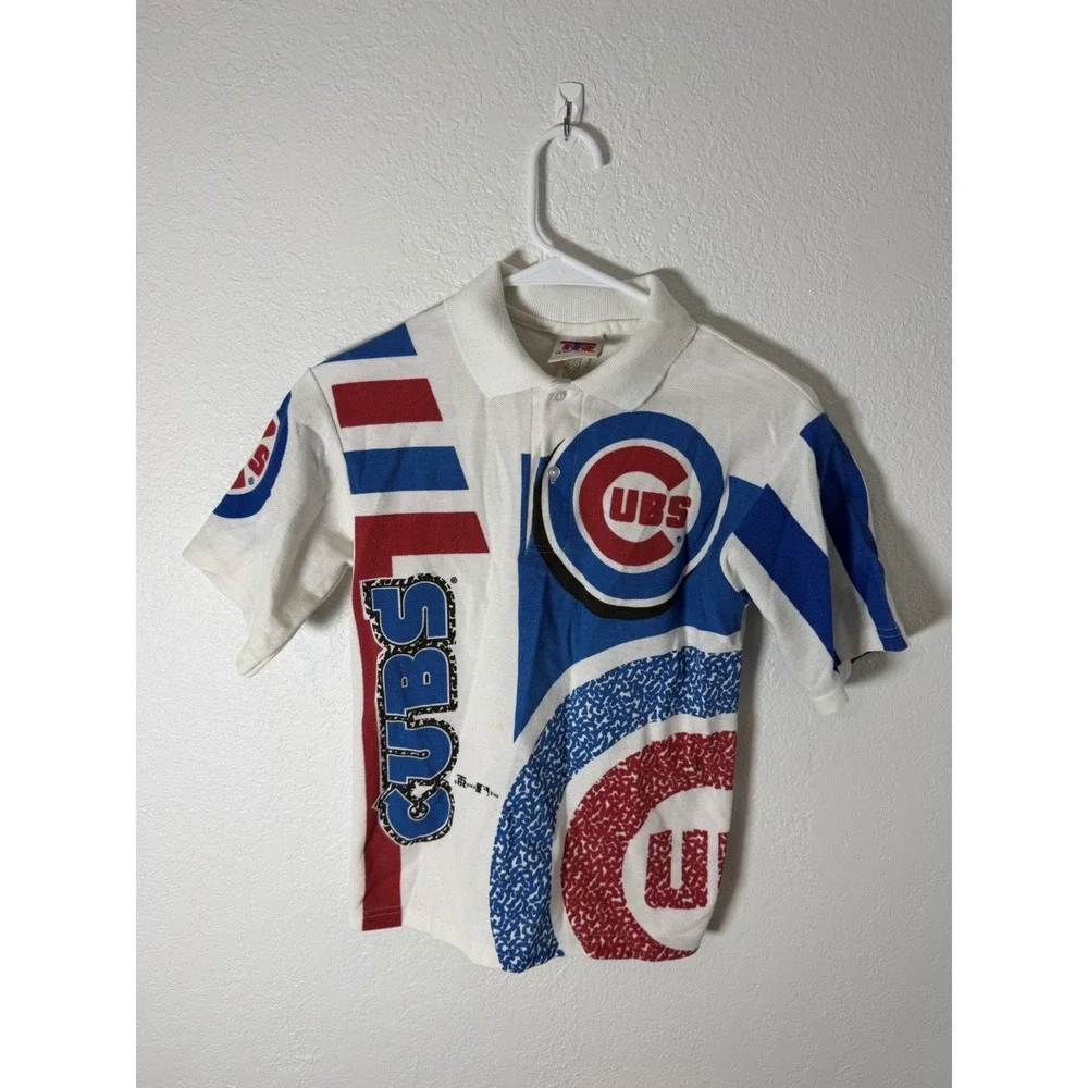 Vintage Chicago Cubs Polo Boys Size M MLB Polo Shirt Retro 90s Y2K‎ Youth